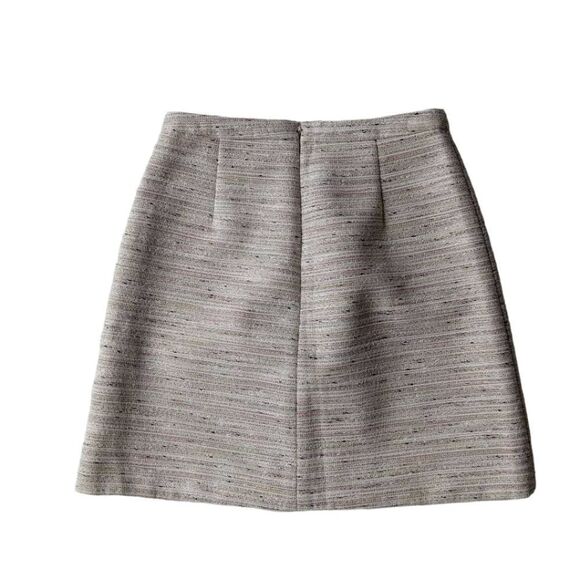 J.Crew Beige & Metallic Thread Inverted Pleat Mini Length Skirt Women's Size 2 - Picture 2 of 12